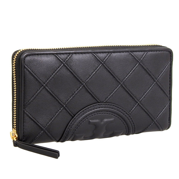 トリーバーチ 財布 レディース ラウンドファスナー長財布 OS レザー ブラック FLEMING SOFT ZIP CONTINENTAL WALLET 140344-001 TORY BURCH