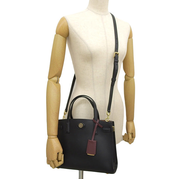 トリーバーチ バッグ レディース ハンドバッグ レザー ブラック ROBINSON SMALL SATCHEL 143194-001 TORY BURCH