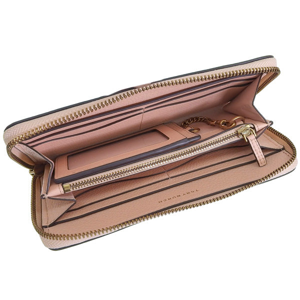 トリーバーチ 財布 レディース ラウンドファスナー長財布 アウトレット レザー ライトピンク テア THEA ZIP CONTINENTAL WALLET 146471-654 TORY BURCH