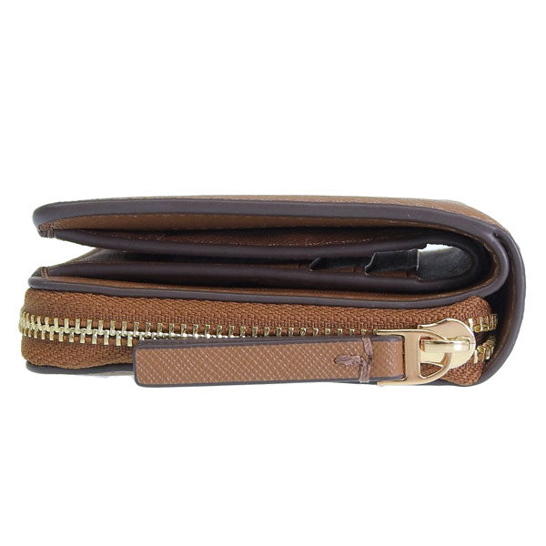 トリーバーチ 財布 レディース 二つ折り財布 アウトレット レザー ブラウン エマーソン EMERSON MINI WALLET 147606-909 TORY BURCH