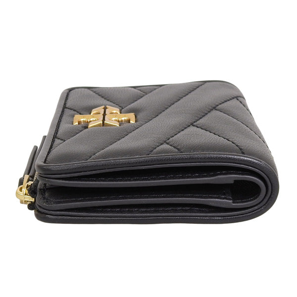 トリーバーチ 財布 レディース 二つ折り財布 OS レザー ブラック KIRA CHEVRON BI-FOLD WALLET 153121-001 TORY BURCH