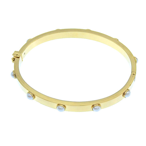 トリーバーチ アクセサリー レディース バングル アウトレット ゴールド BRITTEN PEARL HINGED CUFF 155391-137 TORY BURCH