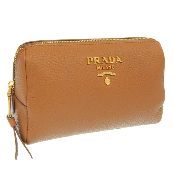 プラダ 小物 レディース ポーチ アウトレット TU レザー ブラウン CONTENITORE 1ND004 VIT.DAINO AVENA PRADA 母の日 土日祝も毎日発送します