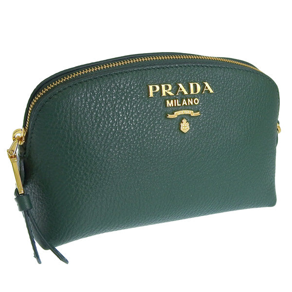 プラダ 小物 レディース ポーチ アウトレット TU レザー グリーン CONTENITORE 1ND005 VIT.DAINO BILIARDO PRADA 母の日 土日祝も毎日発送します