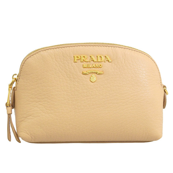 プラダ 小物 レディース ポーチ アウトレット レザー ベージュ 1ND005 ZORR CERVO NOISETTE PRADA 母の日 土日祝も毎日発送します