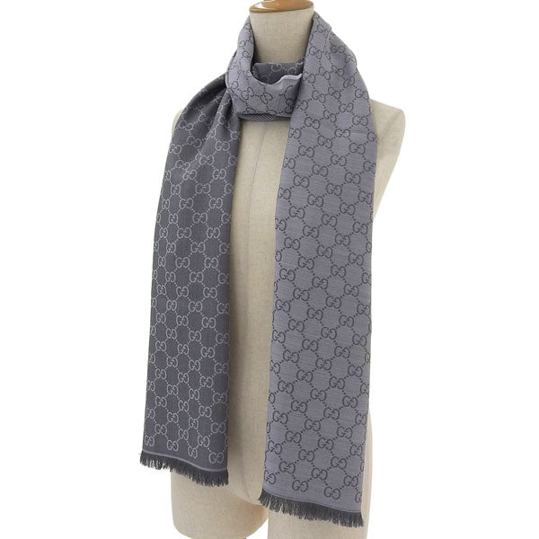 グッチ マフラー レディース アウトレット ストール スカーフ ウール シルク グレー GGWEBLONG 2823903G7041962 GUCCI