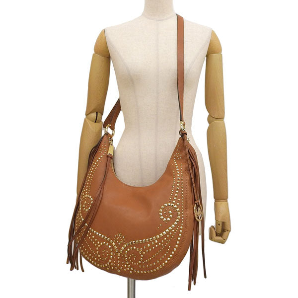 マイケルコース バッグ レディース ショルダーバッグ レザー ブラウン RHEA STUDDED MD SLOUCHY SHLDR 30F4GRAL6L-230 MICHAEL KORS