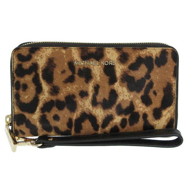 マイケルコース 財布 レディース 長財布 ヘアカーフ レオパード WRISTLETS LG FLAT MF PHN CASE 32F7GFDE4H-226 MICHAEL KORS