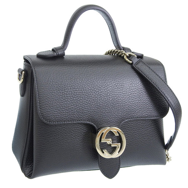 グッチ バッグ レディース 2WAY ショルダーバッグ アウトレット レザー ブラック インターロッキングG 510302CAO0G1000 GUCCI