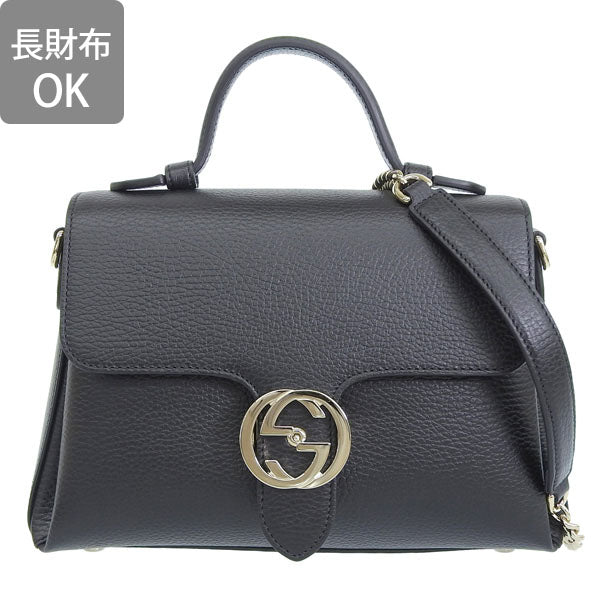 グッチ バッグ レディース 2WAY ショルダーバッグ アウトレット レザー ブラック インターロッキングG 510302CAO0G1000 GUCCI