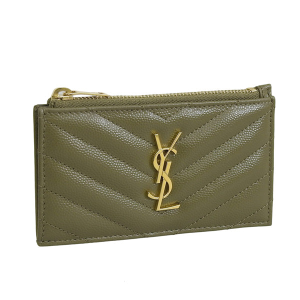 サンローラン 小物 レディース アウトレット カードケース 名刺ケース レザー オリーブグリーン 607915BOW013344 SAINT LAURENT 母の日 土日祝も毎日発送します