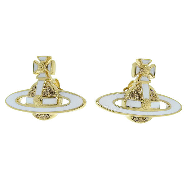 ヴィヴィアンウエストウッド アクセサリー レディース ピアス ゴールド×ホワイト NEIL MINI BAS RELIEF PENDANT-EARRINGS 6201032402R281 VIVIENNE WESTWOOD