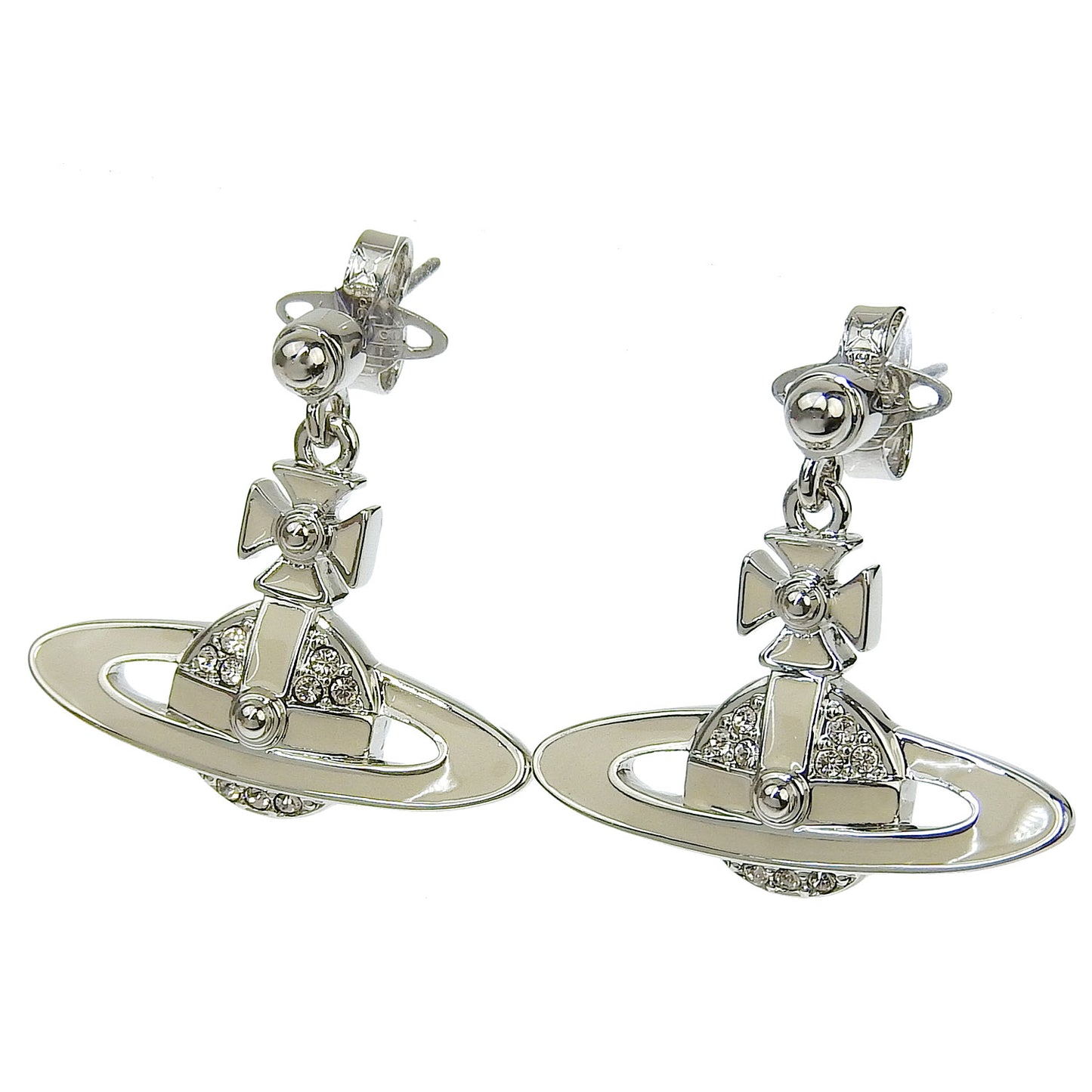 ヴィヴィアンウエストウッド アクセサリー レディース ピアス アウトレット プラチナム×ベージュ NEIL MINI BAS RELIEF EARRINGS 6202014L02P188