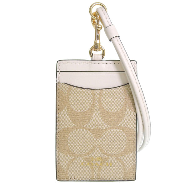 コーチ 小物 レディース カードケース アウトレット ベージュ×チョーク SIG PVC LNYRD ID 63274IMDQC COACH