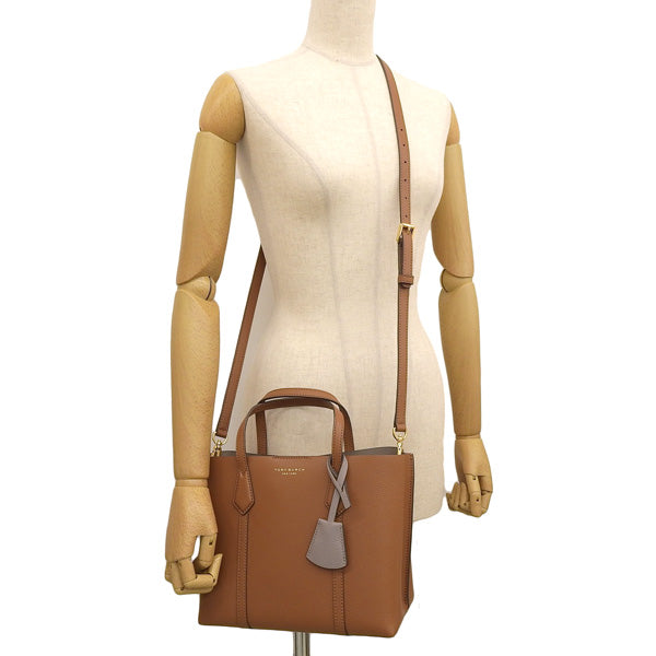 トリーバーチ バッグ レディース ショルダーバッグ レザー ブラウン PERRY TRIPLE-COMPARTMENT SMALL TOTE 81928-905 TORY BURCH 母の日 土日祝も毎日発送します