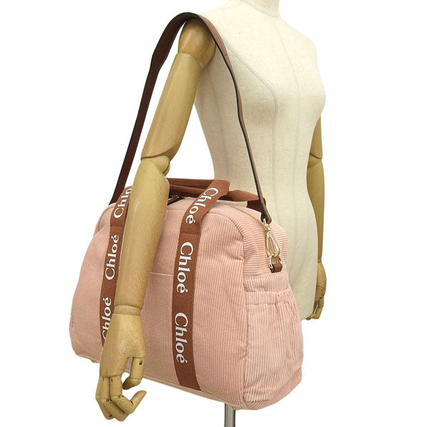 クロエ バッグ レディース トートバッグ ショルダーバッグ マザーズバッグ ペアレントバッグ コットン ピンク SAC A LANGER C20347-454 Chloe KIDS クロエキッズ 大人もOK A4対応