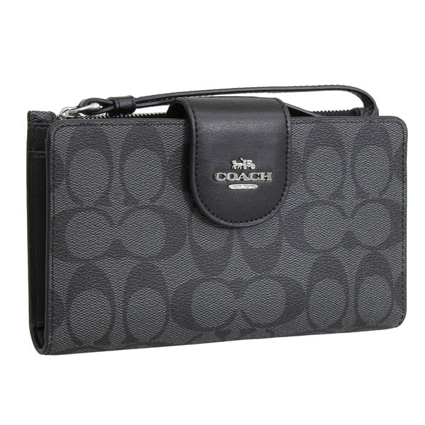 コーチ 長財布 レディース アウトレット チャコール×ブラック SIG CLRBLK TECH WLT C2874SVTSQ COACH 一粒万倍日 母の日 土日祝も毎日発送します