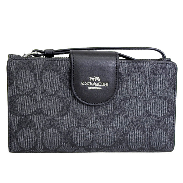 コーチ 長財布 レディース アウトレット チャコール×ブラック SIG CLRBLK TECH WLT C2874SVTSQ COACH 一粒万倍日 母の日 土日祝も毎日発送します