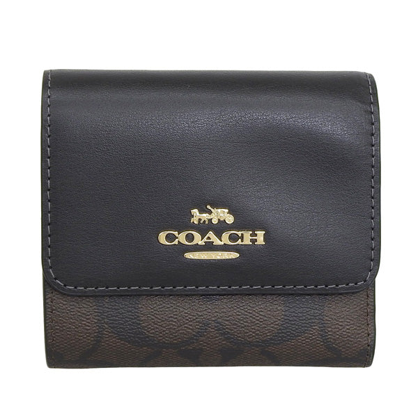 コーチ 財布 レディース 二つ折り財布 アウトレット ブラウン×ブラック SIG BLK SM TFD WLT CE930IMAA8 COACH 母の日 土日祝も毎日発送します