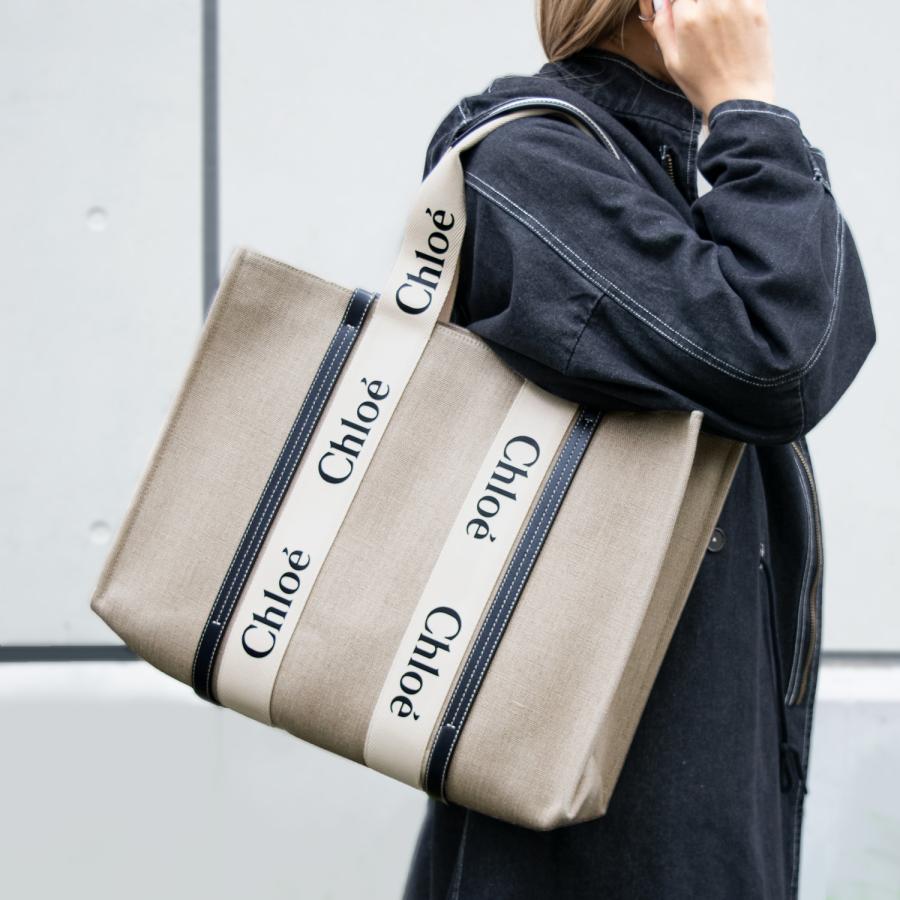 クロエ バッグ レディース トートバッグ ホワイト×ブルー LARGE TOTE BAG CHC22AS382I2691J CHLOE A4対応