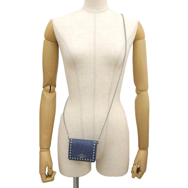 コーチ 小物 レディース チェーンカードケース アウトレット デニム RVTS MN WLT ON CHN CN356SVDE COACH 母の日 土日祝も毎日発送します