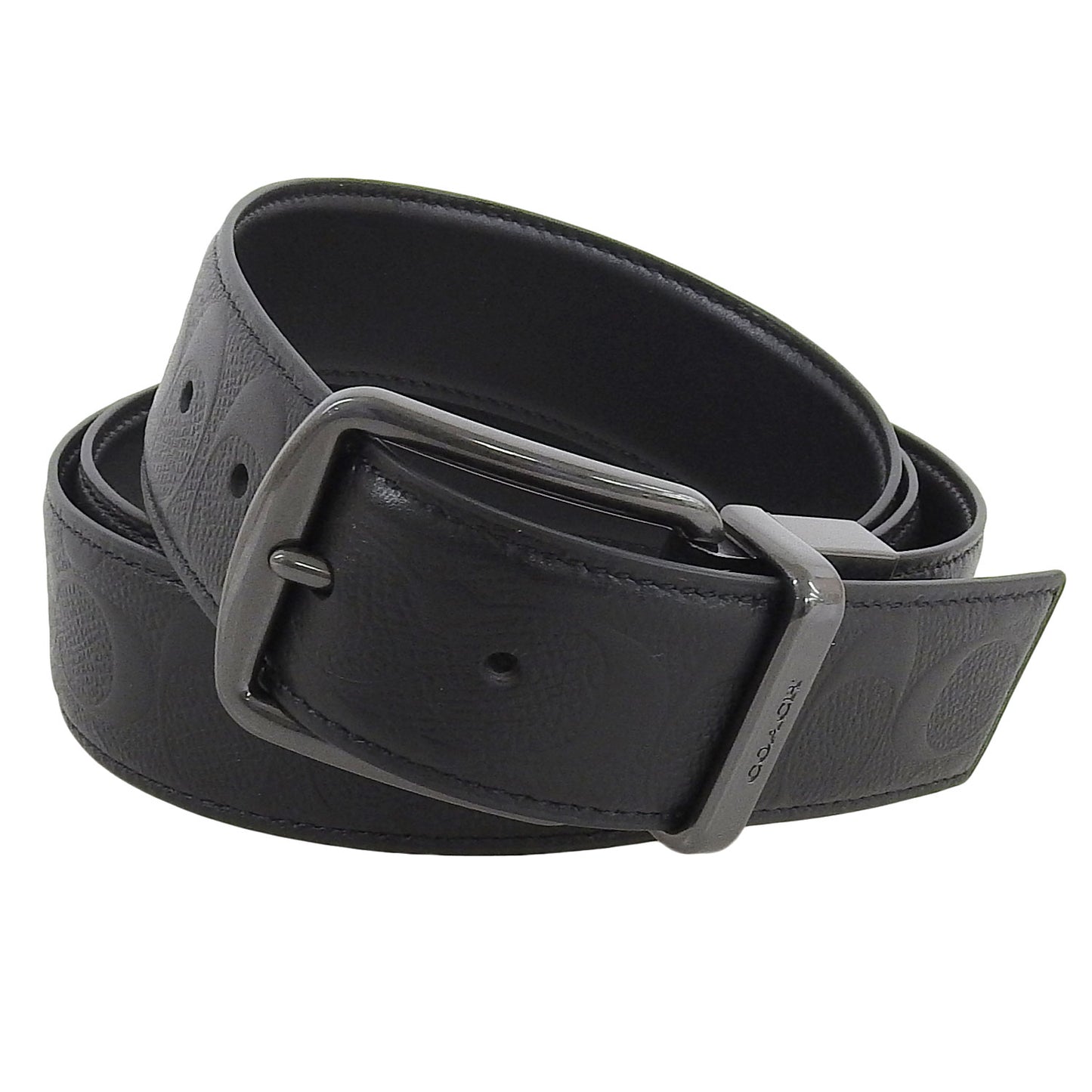 コーチ ベルト メンズ アウトレット レザー ブラック ハーネスバックル カットトゥサイズ リバーシブル 38mm WHRN CTSR SIGL BELT CQ024BLK COACH
