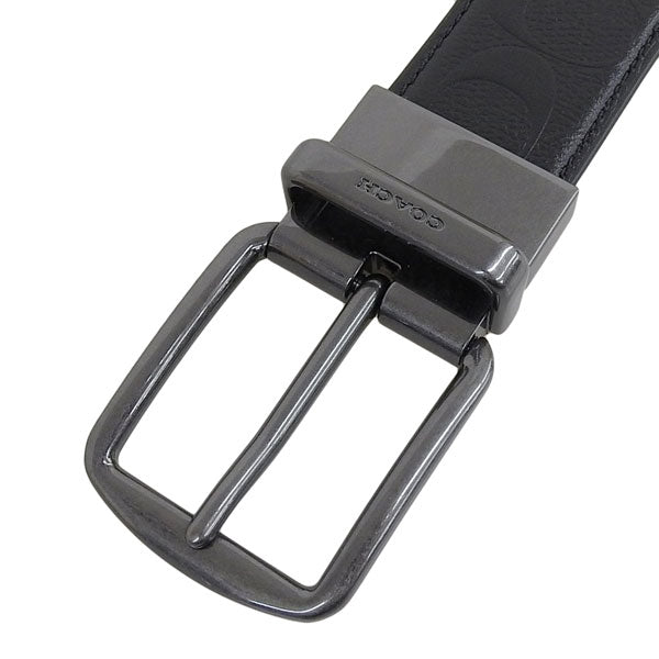 コーチ ベルト メンズ アウトレット レザー ブラック ハーネスバックル カットトゥサイズ リバーシブル 38mm WHRN CTSR SIGL BELT CQ024BLK COACH