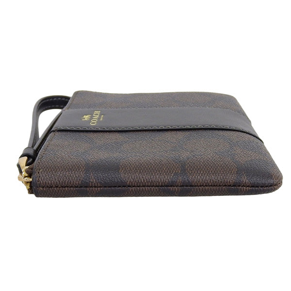 コーチ ポーチ レディース アウトレット ブラウン コーナージップ リストレット シグネチャー キャンバス SIG PVC LTH CRN ZIP CS602IMAA8 COACH