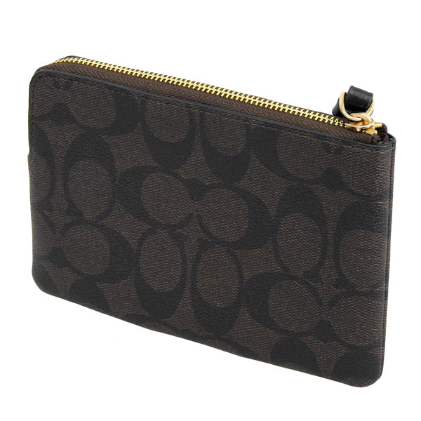 コーチ ポーチ レディース アウトレット ブラウン コーナージップ リストレット シグネチャー キャンバス SIG PVC LTH CRN ZIP CS602IMAA8 COACH