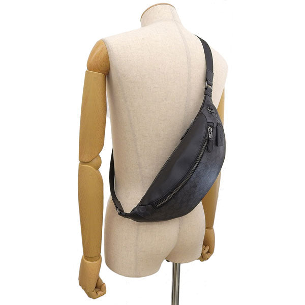 コーチ バッグ メンズ ボディバッグ アウトレット チャコール×ブラック ワーレン ベルトバッグ シグネチャー キャンバス WRN BLT BAG SIG CV926QBMI5 COACH