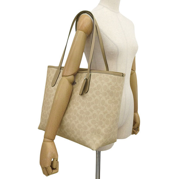 コーチ バッグ レディース トートバッグ アウトレット サンド×トープ シティトートバッグ シグネチャー キャンバス SIG CITY TOTE CV976SVPWH COACH A4対応