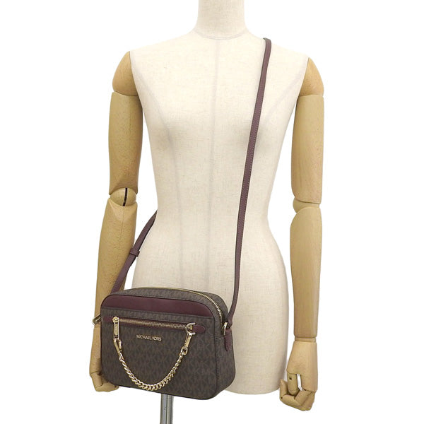 マイケルコース バッグ レディース ショルダーバッグ アウトレット ブラウン×ワイン ジェットセットアイテム ジップチェーン クロスボディ ラージ 35S1GTTC9B-MERLOT MICHAEL KORS