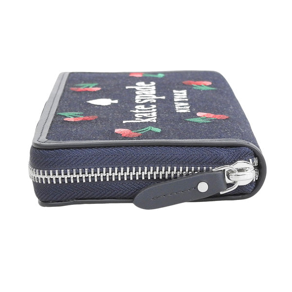 ケイトスペード KATE SPADE ELLA CHERRY EMBROIDERED DENIM 長財布 財布 デニム ブルーマルチ レディース k6151-403 アウトレット ブランド 一粒万倍日 母の日 土日祝も毎日発送します