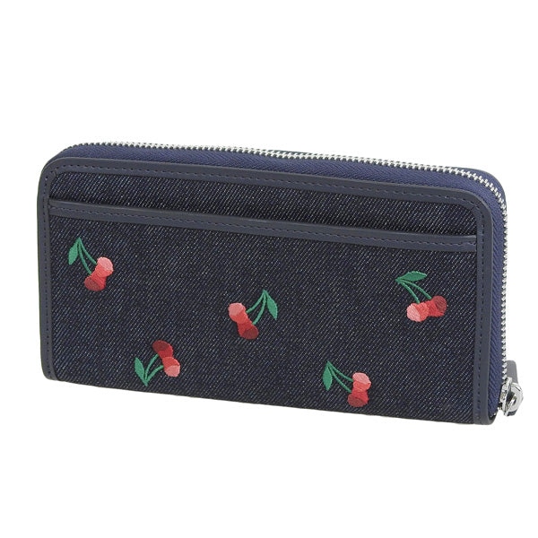 ケイトスペード KATE SPADE ELLA CHERRY EMBROIDERED DENIM 長財布 財布 デニム ブルーマルチ レディース k6151-403 アウトレット ブランド 一粒万倍日 母の日 土日祝も毎日発送します