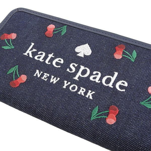 ケイトスペード KATE SPADE ELLA CHERRY EMBROIDERED DENIM 長財布 財布 デニム ブルーマルチ レディース k6151-403 アウトレット ブランド 一粒万倍日 母の日 土日祝も毎日発送します