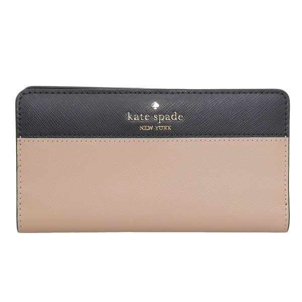 ケイトスペード 財布 レディース 長財布 アウトレット レザー ベージュ×ブラック マディソン madison lg slim bifold KI367-200 KATE SPADE