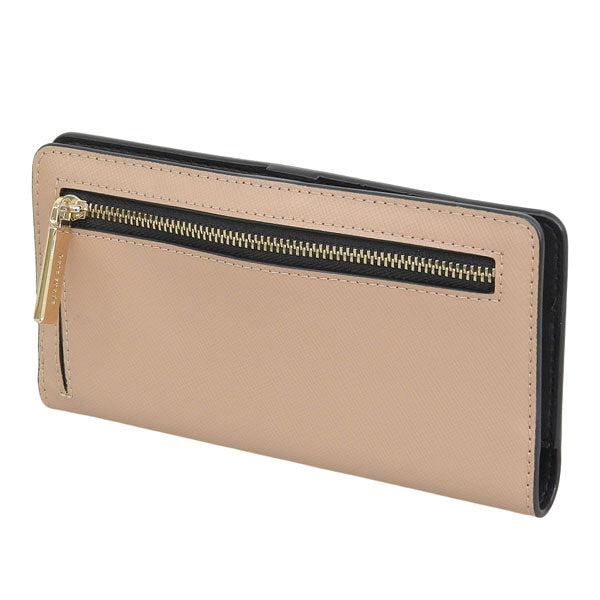 ケイトスペード 財布 レディース 長財布 アウトレット レザー ベージュ×ブラック マディソン madison lg slim bifold KI367-200 KATE SPADE