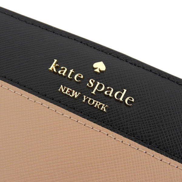 ケイトスペード 財布 レディース 長財布 アウトレット レザー ベージュ×ブラック マディソン madison lg slim bifold KI367-200 KATE SPADE