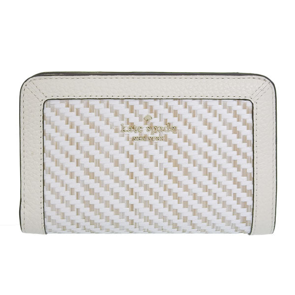 ケイトスペード 財布 レディース 二つ折り財布 アウトレット ベージュマルチ lena two tone straw md compbifold KK925-101 KATE SPADE