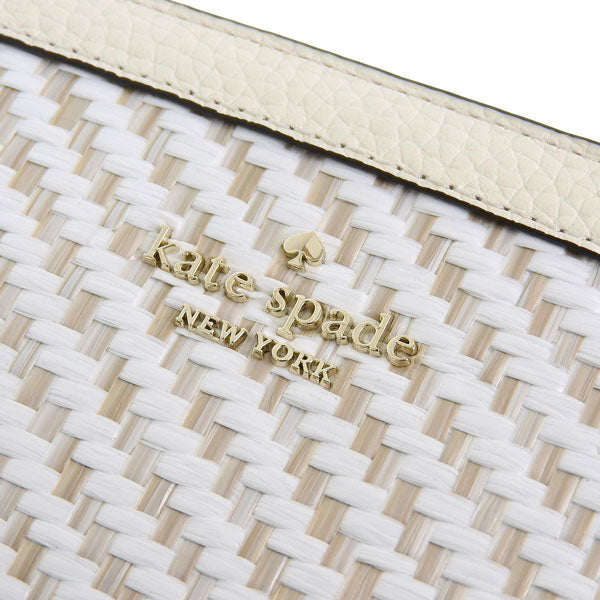 ケイトスペード 財布 レディース 二つ折り財布 アウトレット ベージュマルチ lena two tone straw md compbifold KK925-101 KATE SPADE