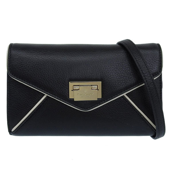 ケイトスペード KATE SPADE ショルダー付ウォレット ブラック×オフホワイト レザー wkru3111-018 アウトレット