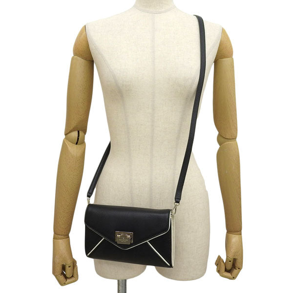 ケイトスペード KATE SPADE ショルダー付ウォレット ブラック×オフホワイト レザー wkru3111-018 アウトレット