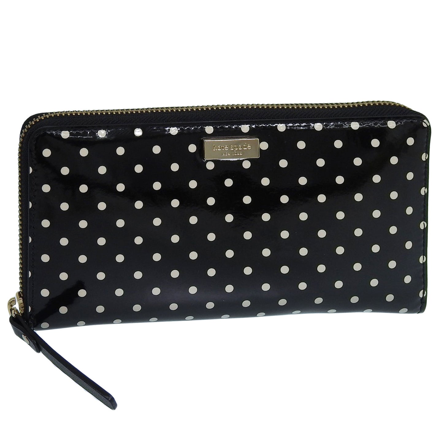 ケイトスペード KATE SPADE ラウンドファスナー長財布 ブラック×セメント レディース wlru2035-091 アウトレット