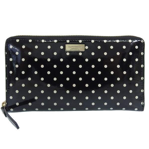 ケイトスペード KATE SPADE ラウンドファスナー長財布 ブラック×セメント レディース wlru2035-091 アウトレット
