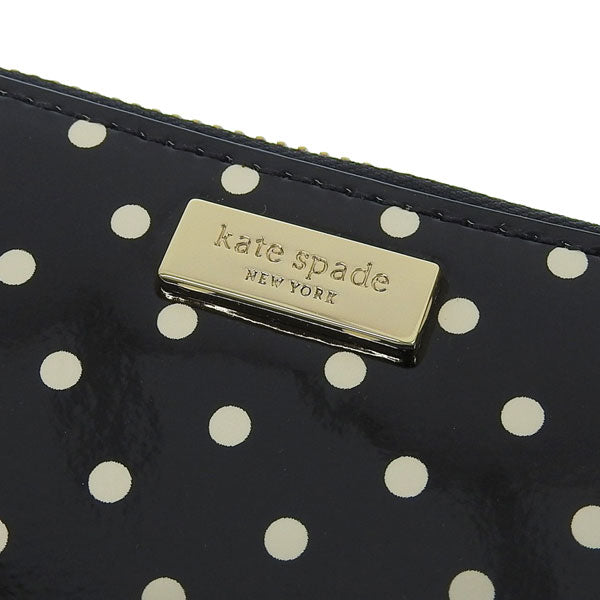 ケイトスペード KATE SPADE ラウンドファスナー長財布 ブラック×セメント レディース wlru2035-091 アウトレット