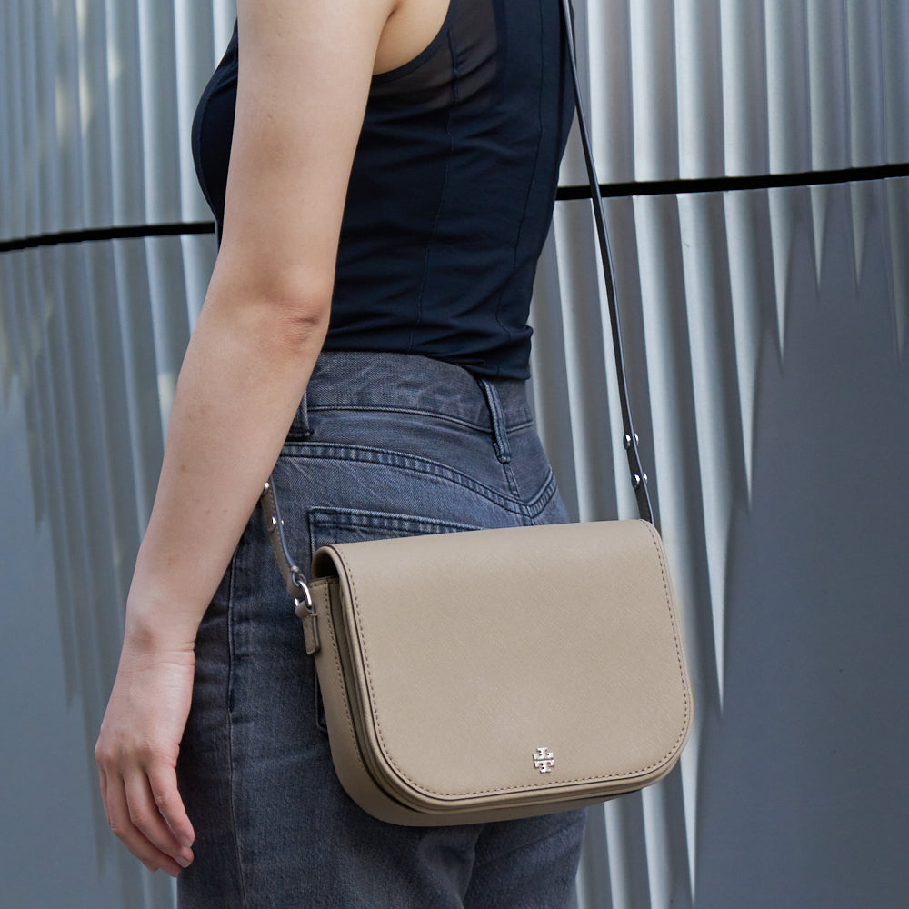 トリーバーチ バッグ レディース ショルダーバッグ アウトレット レザー グレー  EMERSON CROSSBODY 134839-083 TORY BURCH 母の日　土日祝も毎日発送します