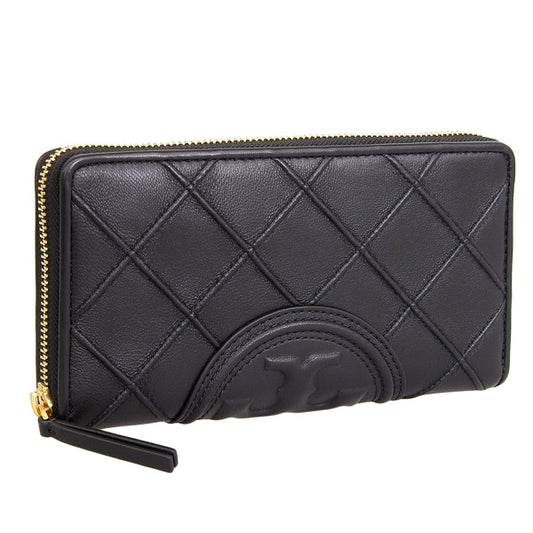 トリーバーチ 財布 レディース ラウンドファスナー長財布 OS レザー ブラック FLEMING SOFT ZIP CONTINENTAL WALLET 140344-001 TORY BURCH