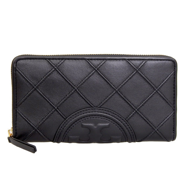 トリーバーチ 財布 レディース ラウンドファスナー長財布 OS レザー ブラック FLEMING SOFT ZIP CONTINENTAL WALLET 140344-001 TORY BURCH
