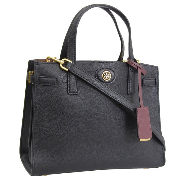 トリーバーチ バッグ レディース ハンドバッグ レザー ブラック ROBINSON SMALL SATCHEL 143194-001 TORY BURCH
