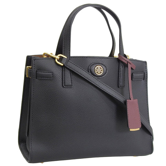 トリーバーチ バッグ レディース ハンドバッグ レザー ブラック ROBINSON SMALL SATCHEL 143194-001 TORY BURCH